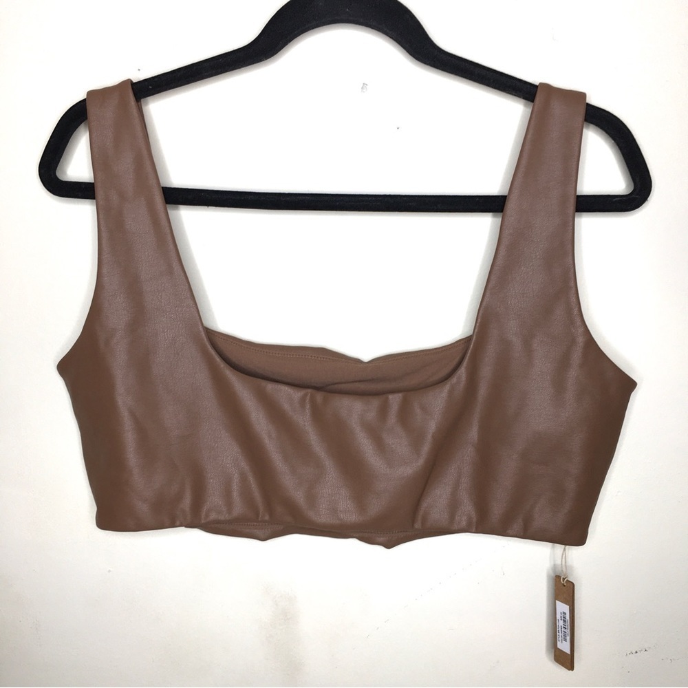 NWT SKIMS Faux Leather Bralette Jasper‎ 2X - Picture 5 of 14